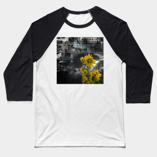 Abstract symbols and yellow flowers Baseball T-Shirt